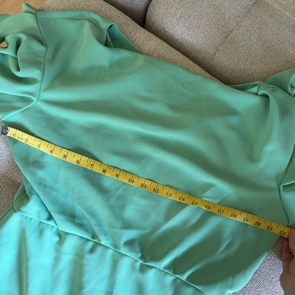 BADGLEY MISCHKA Green Blouson Sheath Dress Drapey Sleeves Cow Neck Size 16 NWOT‎ - Picture 10 of 12